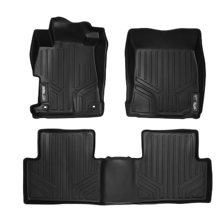 Smartliner SA0137-B0137 Custom Fit 2 Row Liner Set Floor Mats for 2012-2015 Honda Civic, Black SA0137/B0137